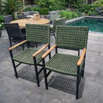 Kit 2 Cadeira Jardim Alumínio Corda Náutica Premium Externo Piracicaba Resort Parque Hotel Praia Verde Musgo