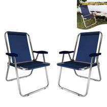 Kit 2 Cadeira Max Alumínio Praia Piscina Camping Até 140 Kg Azul Marinho - Zaka Kit 2 Cadeira Max Alumínio Praia Piscina Camping Até 140 Kg Azul Marinho - Zaka