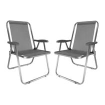 Kit 2 Cadeira Max Alumínio Praia Piscina Camping Até 140 Kg Cinza - Zaka Kit 2 Cadeira Max Alumínio Praia Piscina Camping Até 140 Kg Cinza - Zaka