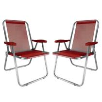 Kit 2 Cadeira Max Alumínio Praia Piscina Camping Até 140 Kg - Zaka Kit 2 Cadeira Max Alumínio Praia Piscina Camping Até 140 Kg - Zaka