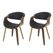 Kit 2 Cadeira Nicole com Assento Ergonômico em PU e Estrutura em Madeira, Design Moderno e Confortável