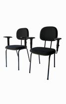 Kit 2 cadeira palito com braço regulável para recepção sala de espera tecido preto Kit 2 cadeira palito com braço regulável para recepção sala de espera tecido preto