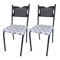 Kit 2 Cadeira para Cozinha MC Tubular Almofadada Estrutura Preta com Assento Captone