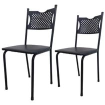 Kit 2 Cadeira para Cozinha MC Tubular Almofadada Estrutura Preta com Assento Preto