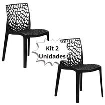 Kit 2 Cadeira Para Mesa de Jantar Gruvyer Polipropileno Vazado Coral Premium Eco Casa Cozinha Decoração New Plastic