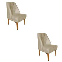 Kit 2 Cadeira Para Sala De Jantar Escritório Estofada Berlim Retro Suede Bege Eli Móveis e Decoração