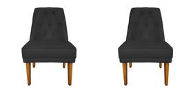 Kit 2 Cadeira Para Sala De Jantar Escritório Estofada Berlim Retro Suede Preto Eli Móveis e Decoração