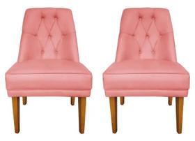 Kit 2 Cadeira Para Sala De Jantar Escritório Estofada Berlim Retro Suede Rosa Claro Eli Móveis e Decoração