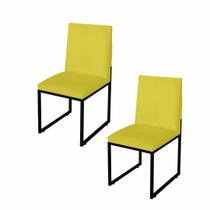 Kit 2 Cadeira Para Sala de Jantar Trendy Base Metálica Preto material sintético Amarelo - Móveis Mafer