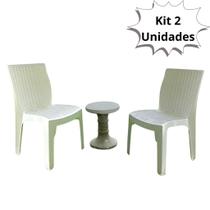 Kit 2 Cadeira Plástica Penélope Rattan Sem Braço Máxima Plast Para Ambientes Externos e Internos Capacidade para 182kg