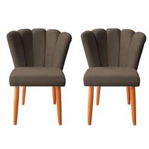 Kit 2 Cadeira Poltrona Sala de Jantar Penteadeira Reforçada Decorativa Pétala Suede