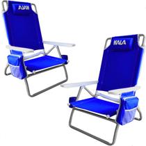 Kit 2 Cadeira Praia Reclinável 5 Posições C/bolsa Térmica Até 136k