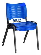 Kit 2 cadeira prisma iso fixa para igreja recepção sala de espera azul