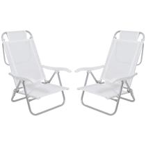 Kit 2 Cadeira Reclinável Sunny 6 Posições Em Alumíno Para Praia Piscina Camping Branca - Belfix