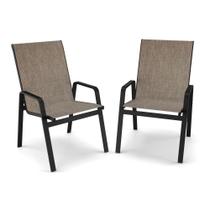 Kit 2 Cadeira Riviera Piscina Praia Alumínio Preto Tela Mocca Kit 2 Cadeira Riviera Piscina Praia Alumínio Preto Tela Mocca