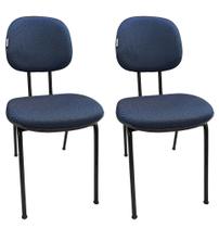 KIT 2 Cadeira Secretaria Fixa Pé Palito JSerrano Azul com Preto para Escritório Recepção Laboratório Auditório KIT 2 Cadeira Secretaria Fixa Pé Palito JSerrano Azul com Preto para Escritório Recepção Laboratório Auditório