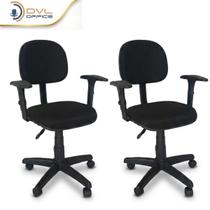 Kit 2 Cadeira Secretaria Giratória Tecido Ergonômica Executiva Escritório Anatômica Com Rodízios