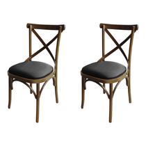 Kit 2 Cadeira Xis Em Madeira Maciça De Eucalipto Verniz imbuia Factor