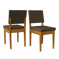 Kit 2 Cadeiras 100% Madeira Maciça Encosto e Assento Estofado Miami Kit 2 Cadeiras 100% Madeira Maciça Encosto e Assento Estofado Miami