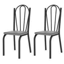 Kit 2 Cadeiras 121 Europa Preto/Platina - Artefamol