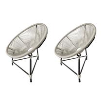 Kit 2 Cadeiras Acapulco Corda Náutica Base em Alumínio Preto/areia Kit 2 Cadeiras Acapulco Corda Náutica Base em Alumínio Preto/areia