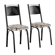 Kit 2 Cadeiras Aço Carbono Estofado Tecido Sintético Espuma D13 Clara Cedro