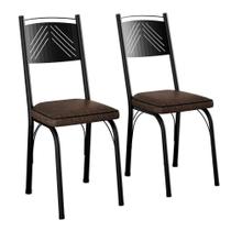 Kit 2 Cadeiras Aço Carbono Estofado Tecido Sintético Espuma D13 Clara Imbuia