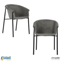 KIT 2 Cadeiras Alessia em PP Preto em Tecido Cinza ou PP Areia em Tecido Off White - Rivatti