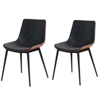 Kit 2 Cadeiras Alicia Estofada em Poliuretano Caramelo e Cinza Escuro Base em Aço