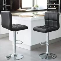 Kit 2 Cadeiras Alta Gomos Estofada Giratoria Confortavel Cozinha Bar
