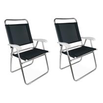 Kit 2 Cadeiras Alumínio Praia Encosto Alto Até 120Kg Piscina Camping Master Plus - Mor Kit 2 Cadeiras Alumínio Praia Encosto Alto Até 120Kg Piscina Camping Master Plus - Mor