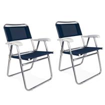 Kit 2 Cadeiras Alumínio Praia Reforçada Até 120Kg Piscina Camping Master - Mor