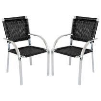 Kit 2 Cadeiras Alumínio Trama Colmeia Resistente Marrom Kit 2 Cadeiras Alumínio Trama Colmeia Resistente Marrom