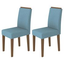 Kit 2 cadeiras Amanda para mesa de jantar Imbuia/Azul Casa Madre