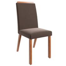 Kit 2 Cadeiras Amy Madeira Maciça Canela/Veludo Marrom Espresso Móveis
