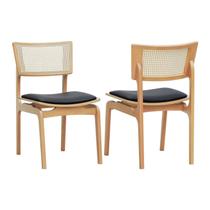 Kit 2 Cadeiras Apollo Madeira Maciça Encosto Telinha Assento Anatômico Estofado Corano