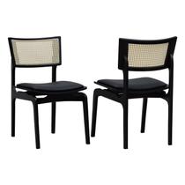 Kit 2 Cadeiras Apollo Madeira Maciça Encosto Telinha Assento Anatômico Estofado Corano