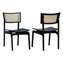 Kit 2 Cadeiras Apollo Madeira Maciça Encosto Telinha Assento Anatômico - Preto