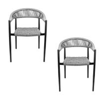 Kit 2 Cadeiras Área Externa de Alumínio Carmy com Corda Naútica Preto/Grafite G56 - Gran Belo