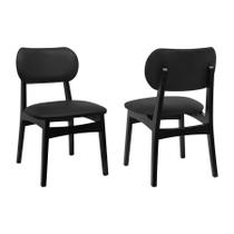 Kit 2 Cadeiras Armonia Madeira Maciça Encosto Anatômico - Preto Assento Estofado Corano Preto