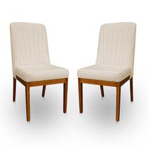 Kit 2 Cadeiras Auri para Sala de jantar cozinha Madeira maciça Veludo Bege
