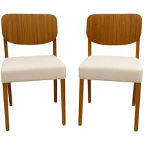 Kit 2 Cadeiras Barcelona em Linho Madeira Hr Cor Bege