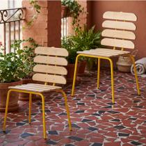 Kit 2 Cadeiras Base Tubular Fixa Reno Amarelo Kit 2 Cadeiras Base Tubular Fixa Reno Amarelo