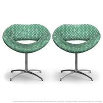 Kit 2 Cadeiras Beijo Colmeia Verde Poltrona Decorativa com Base Giratória