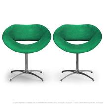Kit 2 Cadeiras Beijo Verde Poltronas Decorativas com Base Giratória