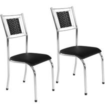Kit 2 Cadeiras Belize Cromado/Preto 11423 - Wj Design