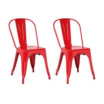 Kit 2 Cadeiras Berlim Vermelho Aço 85x44x50cm Fratini