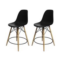 Kit 2 Cadeiras Bistrô Madeira Eames Eiffel Assento Preto Kit 2 Cadeiras Bistrô Madeira Eames Eiffel Assento Preto