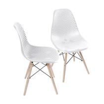 Kit 2 Cadeiras Boxbit Colmeia Base Em Madeira Branca Kit 2 Cadeiras Boxbit Colmeia Base Em Madeira Branca