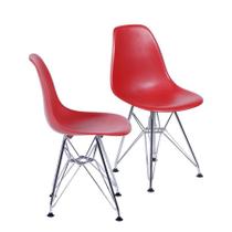 Kit 2 Cadeiras Boxbit Dkr Eames Base Cromada Vermelha Kit 2 Cadeiras Boxbit Dkr Eames Base Cromada Vermelha